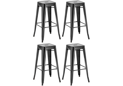 Conjunto de 4 banquetas de bar Joshua pretas