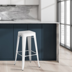 Ensemble de 4 tabourets de bar Joshua blanc