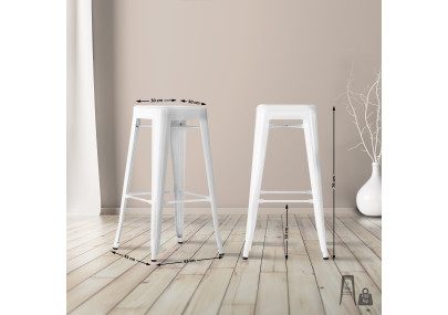 Ensemble de 4 tabourets de bar Joshua blancs