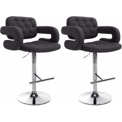 Lot de 2 tabourets de bar Dublin, tissu C, noir
