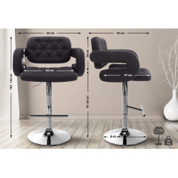 Lot de 2 tabourets de bar Dublin, tissu C, noir