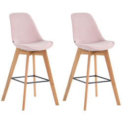 Conjunto de 2 banquetas de bar Metz em veludo rosa natural