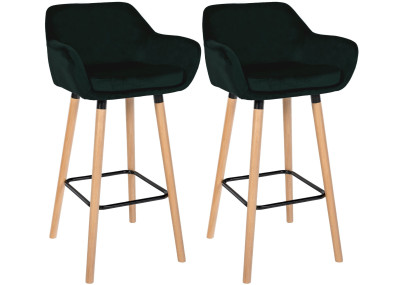 Juego de 2 taburetes de bar Grant de terciopelo, verdes