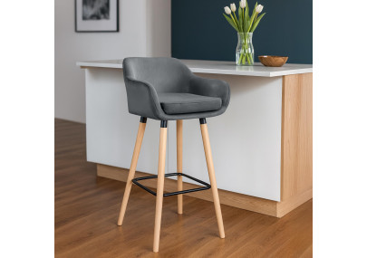 Ensemble de 2 tabourets de bar Grant en velours gris