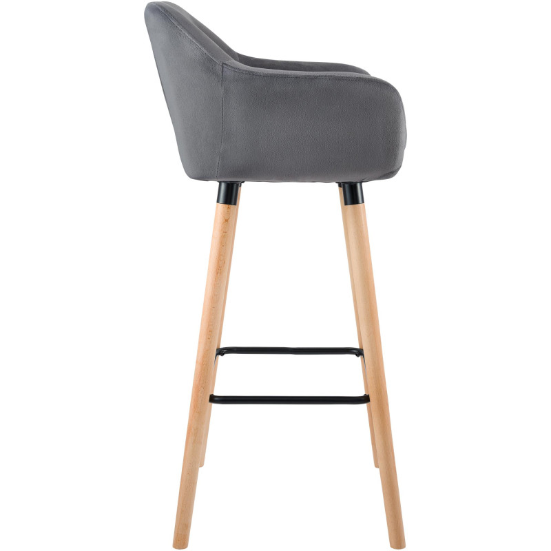 Ensemble de 2 tabourets de bar Grant en velours gris