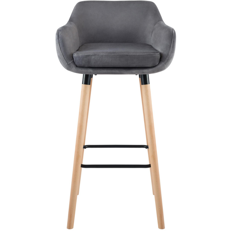 Ensemble de 2 tabourets de bar Grant en velours gris