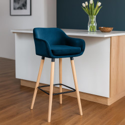 Set di 2 sgabelli da bar Grant in velluto, blu