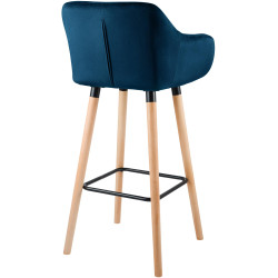Ensemble de 2 tabourets de bar Grant en velours bleu