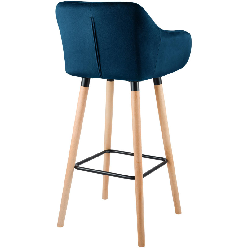 Ensemble de 2 tabourets de bar Grant en velours bleu