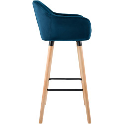 Ensemble de 2 tabourets de bar Grant en velours bleu