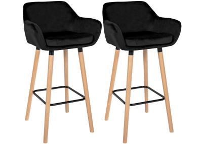 Conjunto de 2 banquetas de bar Grant em veludo preto.