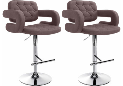 Lot de 2 tabourets de bar Dublin, tissu C, marron