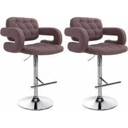 Lot de 2 tabourets de bar Dublin, tissu C, marron