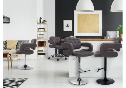 Lot de 2 tabourets de bar Dublin, tissu C, gris foncé