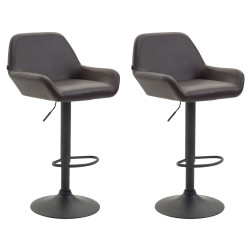 Lot de 2 tabourets de bar Braga, similicuir, noirs brun