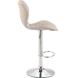 Tabouret de bar, revêtement en liège, chrome, crème