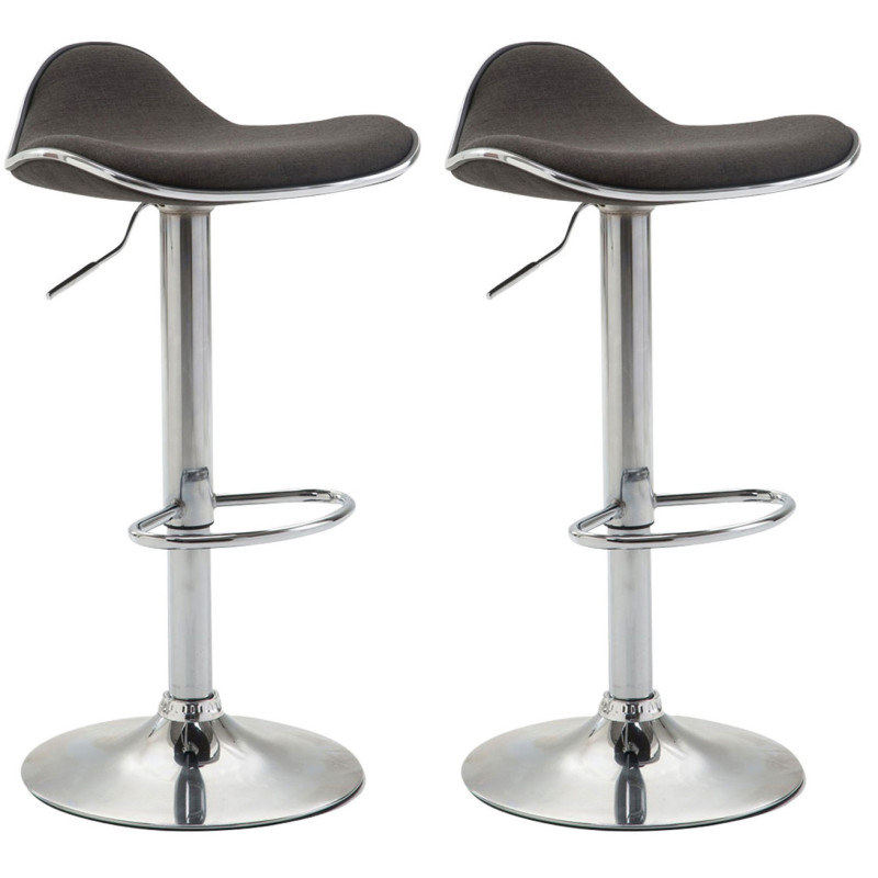 Ensemble de 2 tabourets de bar Shanghai en tissu gris foncé
