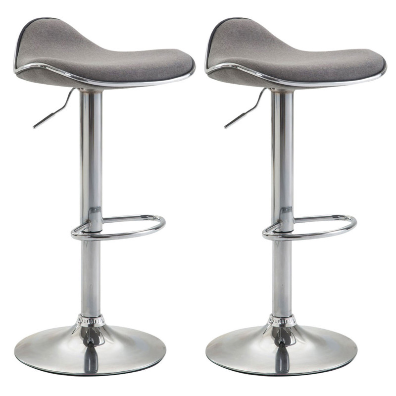 Ensemble de 2 tabourets de bar Shanghai en tissu gris clair