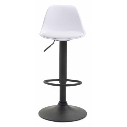 Lot de 2 tabourets de bar Kiel, en plastique, noir et blanc
