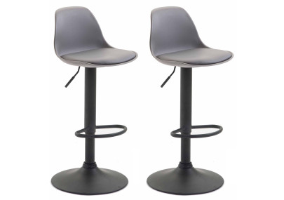Conjunto de 2 banquetas de bar Kiel, em plástico, preto/cinza.