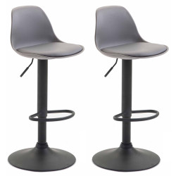 Lot de 2 tabourets de bar Kiel, en plastique, noir/gris