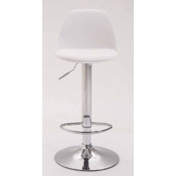 Lot de 2 tabourets de bar Kiel, plastique, chrome, blanc