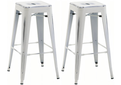 Ensemble de 2 tabourets de bar Joshua blanc antique