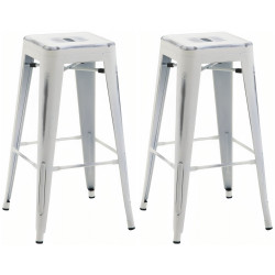 Set di 2 sgabelli da bar Joshua bianco antico