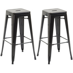 Lot de 2 tabourets de bar Joshua V2, noirs