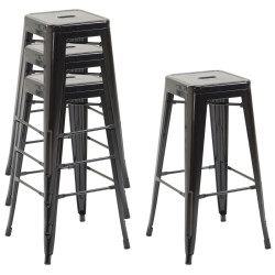 Lot de 2 tabourets de bar Joshua V2, noirs