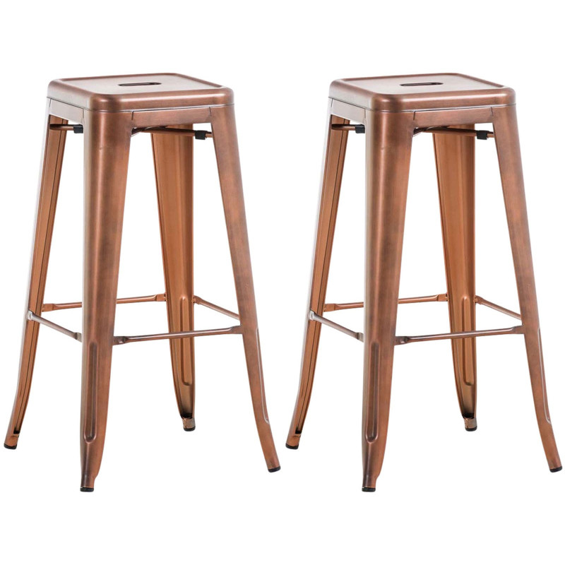 Juego de 2 taburetes de bar Joshua V2 de cobre