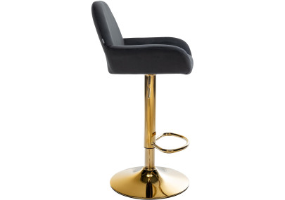 Tabouret de bar Braga en velours doré et noir