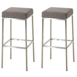 Ensemble de 2 tabourets de bar Montréal, 85, tissu, acier inoxydable gris