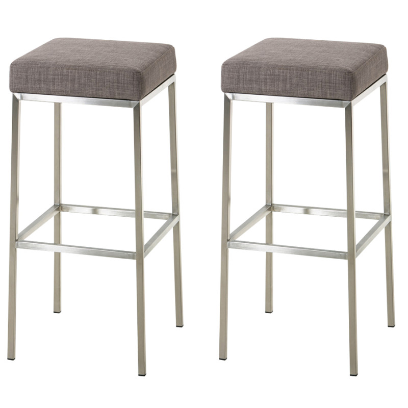 Ensemble de 2 tabourets de bar Montréal, 85, tissu, acier inoxydable gris
