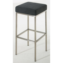 Ensemble de 2 tabourets de bar Montreal 85, tissu, acier inoxydable, gris foncé
