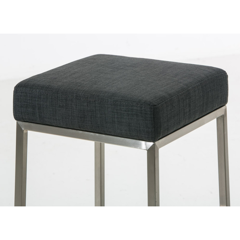 Ensemble de 2 tabourets de bar Montreal 85, tissu, acier inoxydable, gris foncé