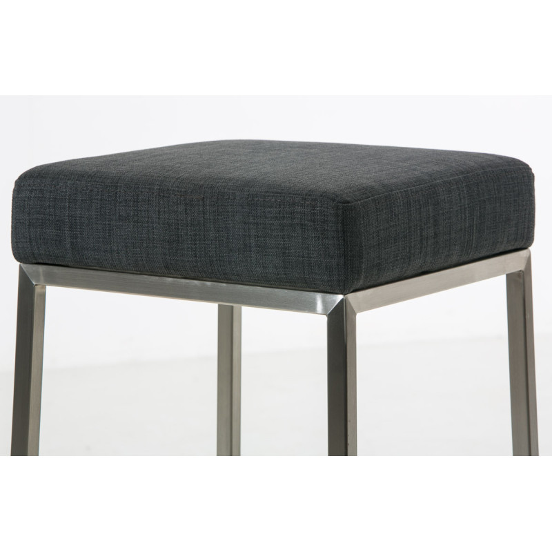 Ensemble de 2 tabourets de bar Montreal 85, tissu, acier inoxydable, gris foncé