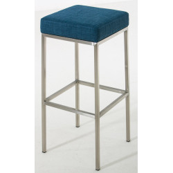 Ensemble de 2 tabourets de bar Montréal, 85, tissu, acier inoxydable bleu