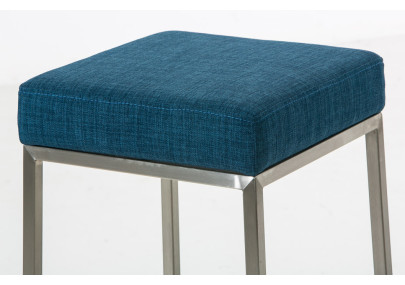 Conjunto de 2 banquetas Montreal 85, estofadas em tecido e aço inoxidável, na cor azul.