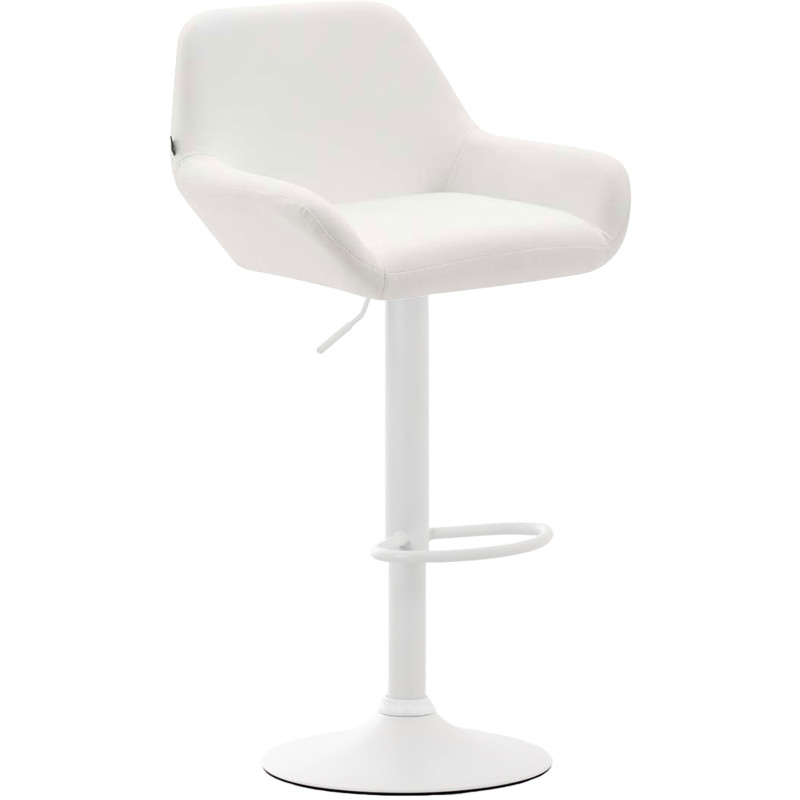 Tabouret de bar Braga, similicuir, blanc blanc