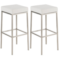 Ensemble de 2 tabourets de bar Montreal 85, similicuir, acier inoxydable, blanc