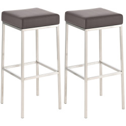 Ensemble de 2 tabourets de bar Montreal 85, similicuir, acier inoxydable, marron