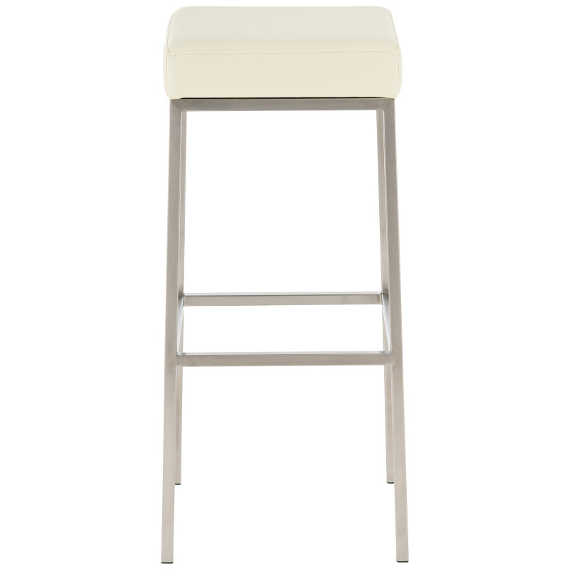 Conjunto de 2 banquetas Montreal 85, em couro sintético, aço inoxidável, cor creme.