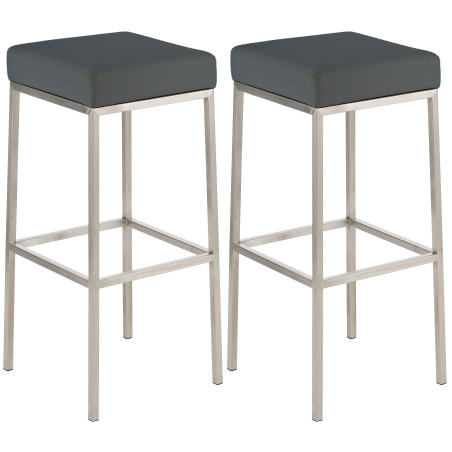 Ensemble de 2 tabourets de bar Montreal 85, similicuir, acier inoxydable, gris