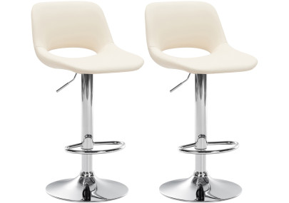 Lot de 2 tabourets de bar Camden, similicuir, chrome et crème