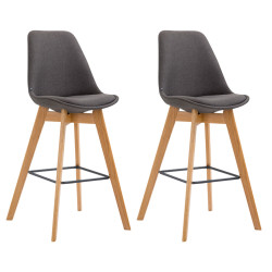 Ensemble de 2 tabourets de bar Metz en tissu Natura gris foncé