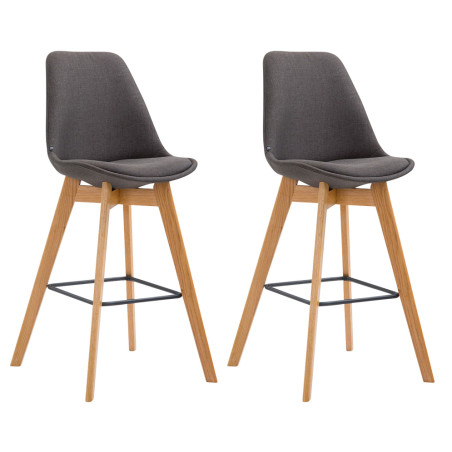 Ensemble de 2 tabourets de bar Metz en tissu naturel gris foncé