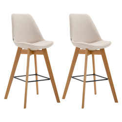 Conjunto de 2 banquetas de bar em tecido Metz cor creme natural