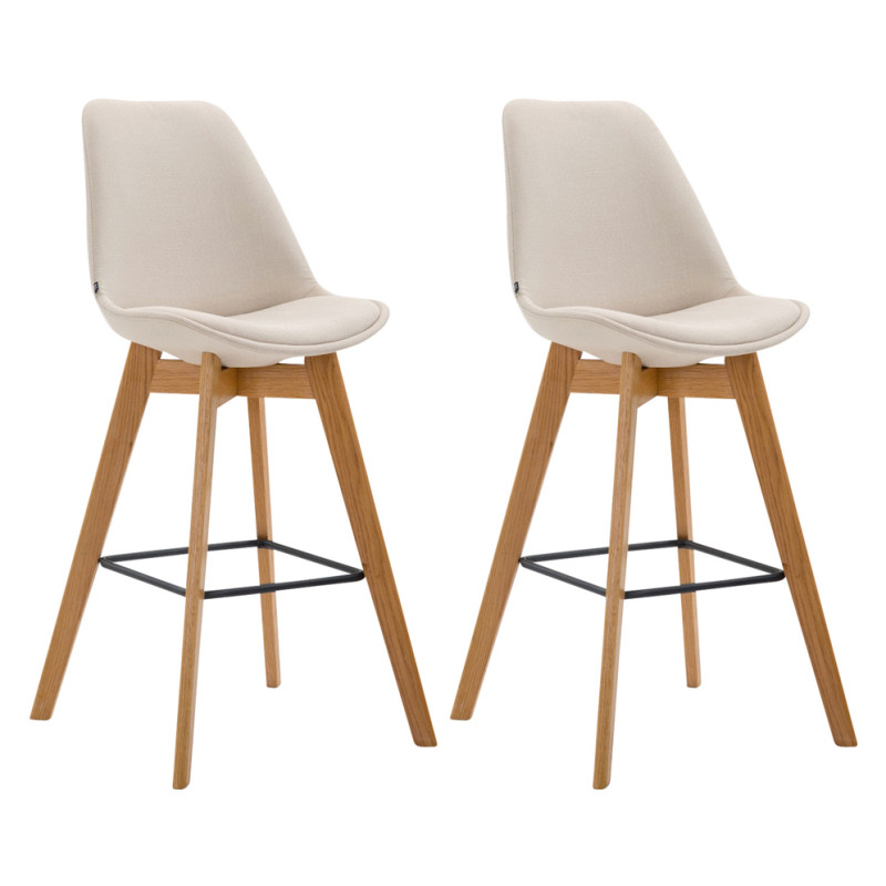 Conjunto de 2 banquetas de bar em tecido Metz cor creme natural