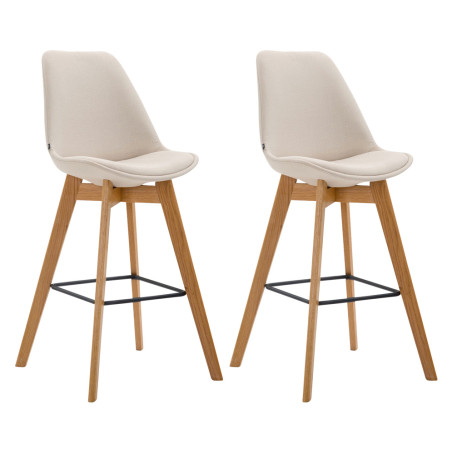 Conjunto de 2 banquetas de bar em tecido Metz cor creme natural